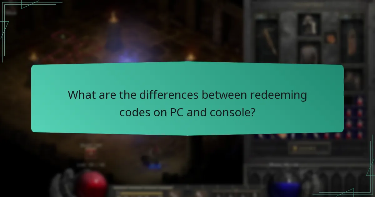 What are the differences between redeeming codes on PC and console?